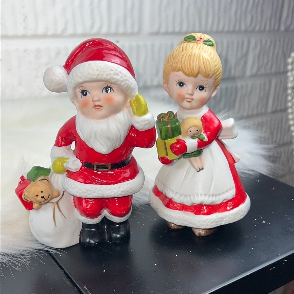 Vintage Homco Santa and Mrs. Claus Figurines